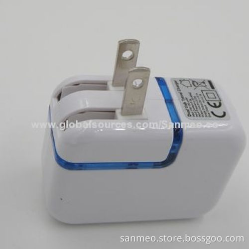 2.1A dual USB wall charger for iPhone 5/5G/4S/4GS/3GS/iPad, high-speed charging intelligenceNew